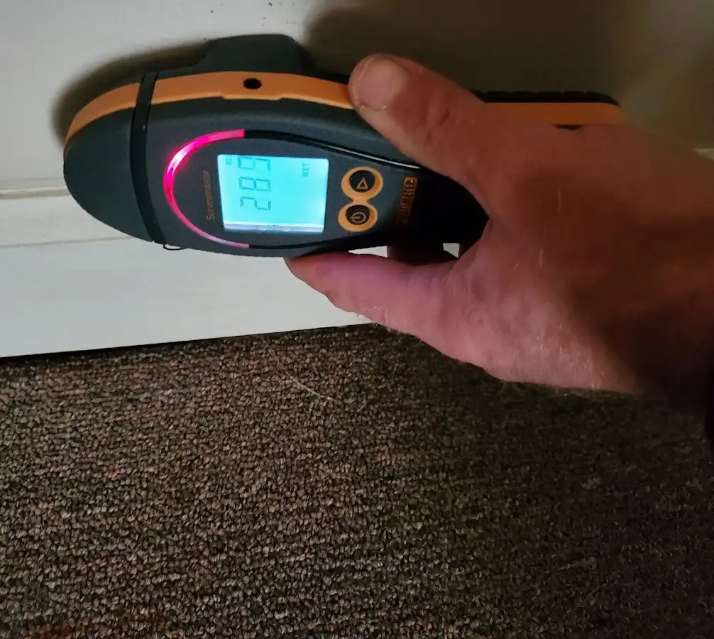 Moisture detection at baseboard during Burst Pipe Cleanup in East Bakersfield
